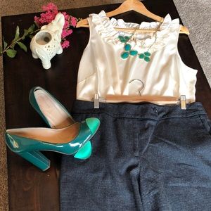 Wide leg checkered work trousers Ann Taylor LOFT